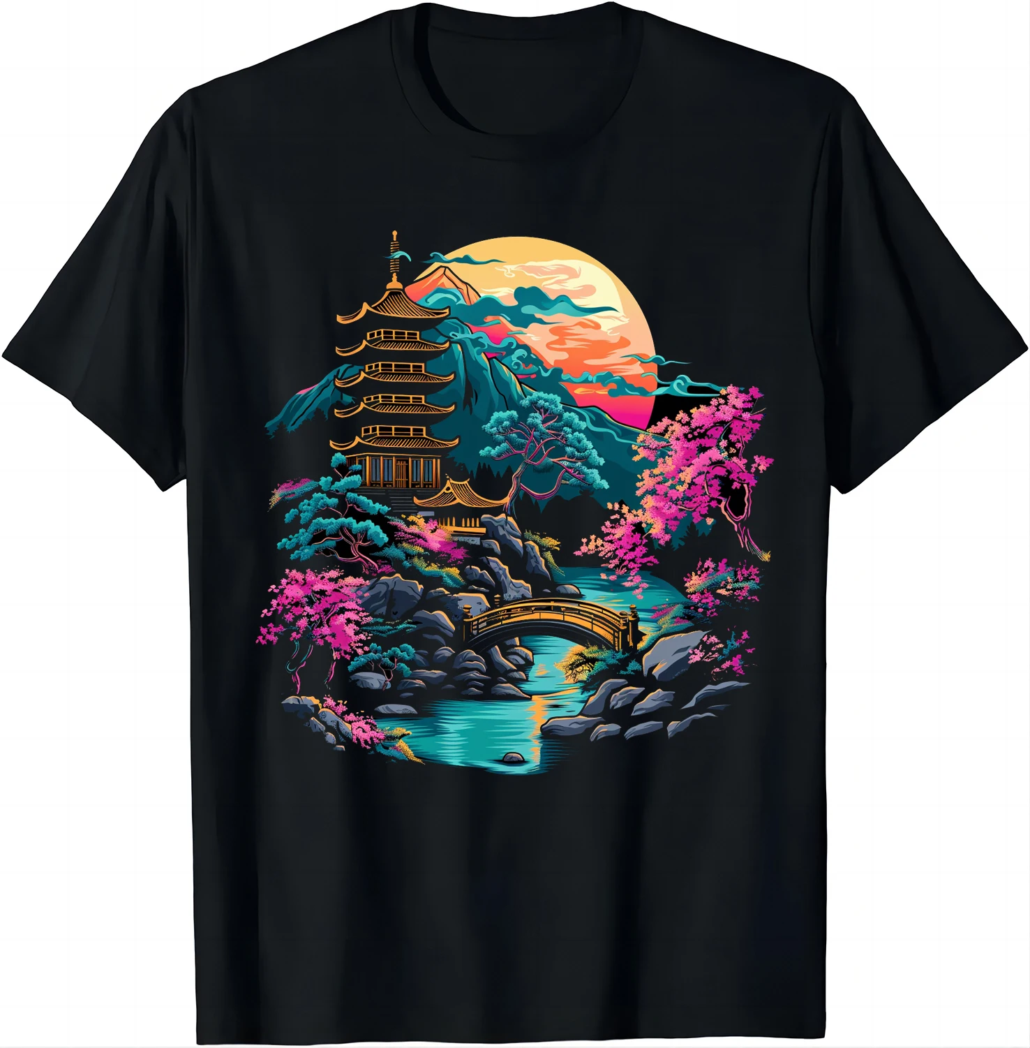 Cottagecore Aesthetic Tranquil Tower T-Shirt Women Men Clothing Custom Printed Streetwear Graphic T Shirts Harajuku Y2k