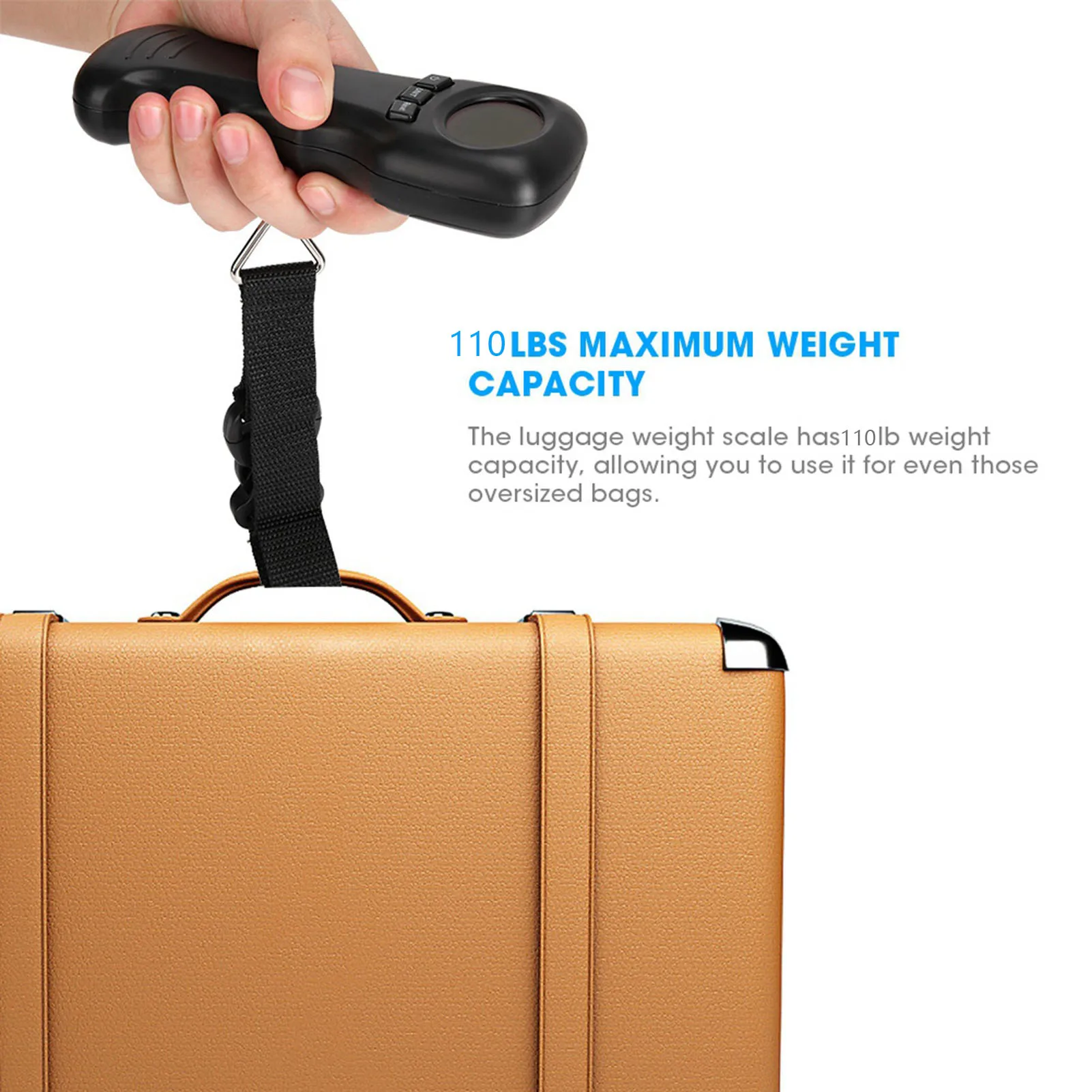 Ocs‑8 50kg/110lb Portable Travel Hanging Luggage Scale Electronic Weight with LCD Digital Display Digital Luggage Scale