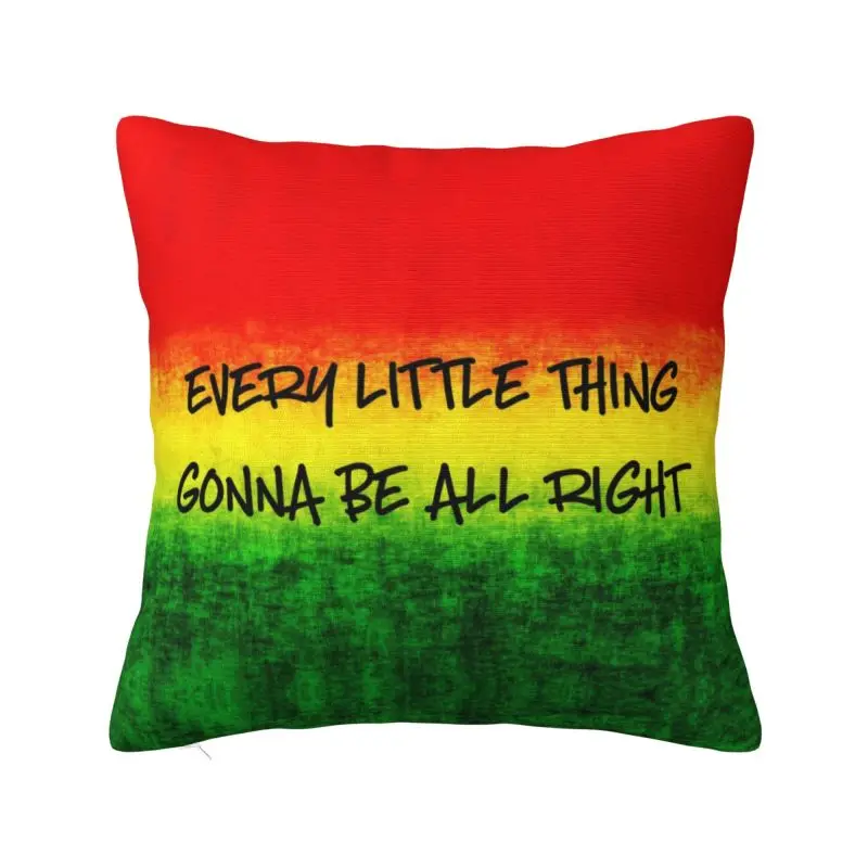 Every Little Thing Gonna Be All Right Cushion Cover 40x40cm Velvet Jamaica Flag Throw Pillow Case for Car Pillowcase Decoration