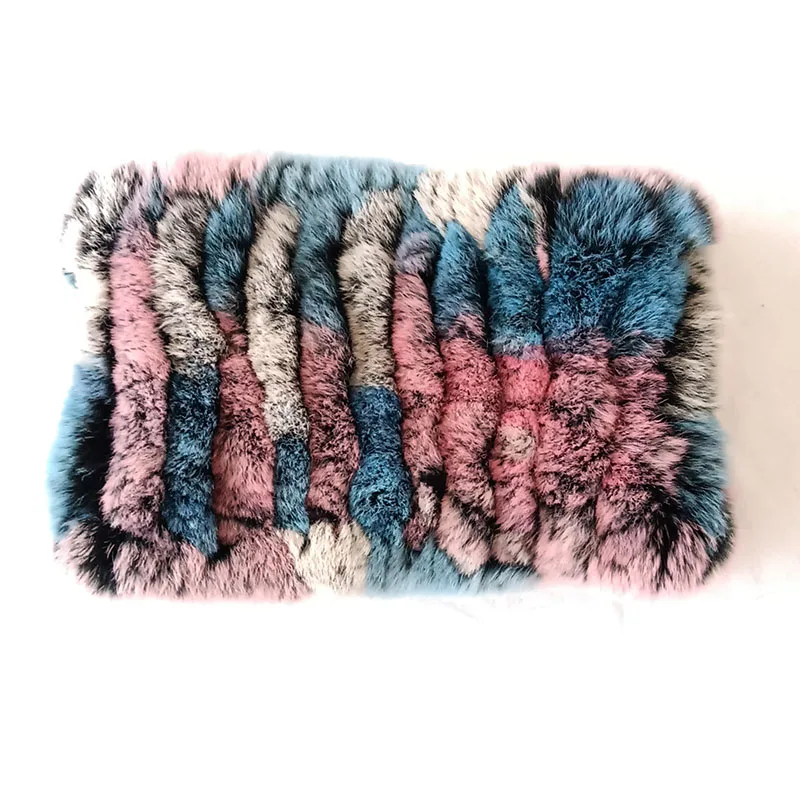 Real Rex Rabbit Fur Scarf Fashion Warm Elastic Winter Knitted Genuine Fur Scarves Thick Natural Fur Headbands Warm Fur Bandana