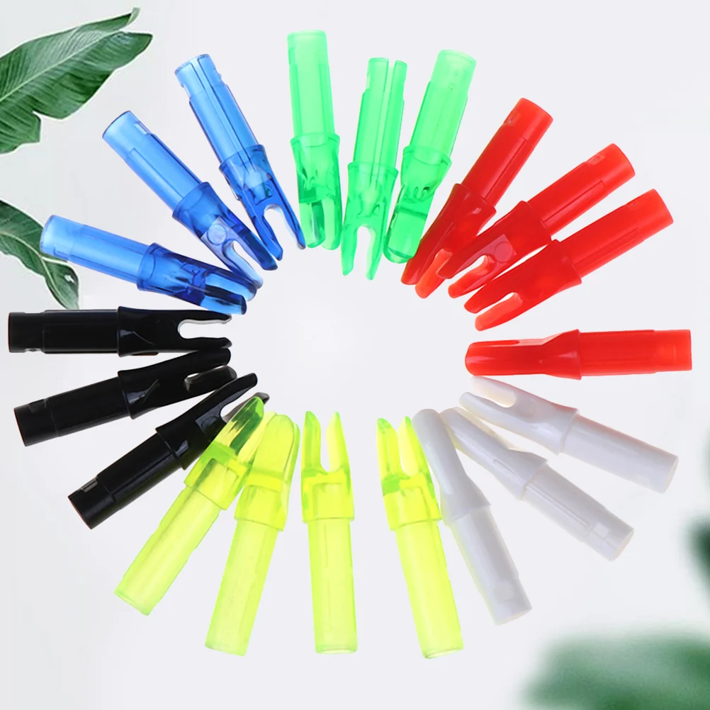 1 Set 20pcs Archery Hunting Compound Bow Plastic Arrow Insert Arrow Tail Sleeve Fitting 62mm (Mixed Color)