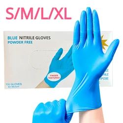 100/50/20pcs Disposable Blue Nitrile Gloves For Kitchen Disposable Blue Waterproof Household Cleaning Gloves