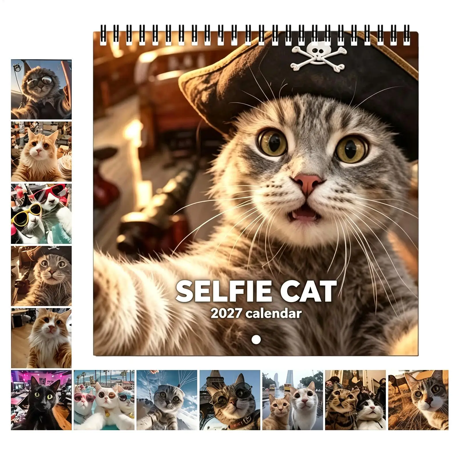 2027 Cat Wall Calendar 12 Month Hangable Planner Cute Playful Animal Patterns Display Monthly Schedule Organizer For Home Office