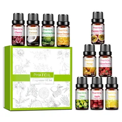 10pcs Fruit Fragrance Oils Set Strawberry Mango Coconut Cherry Lemon Apple Oil Gift Box Set for Diffuser Candle Soap Making