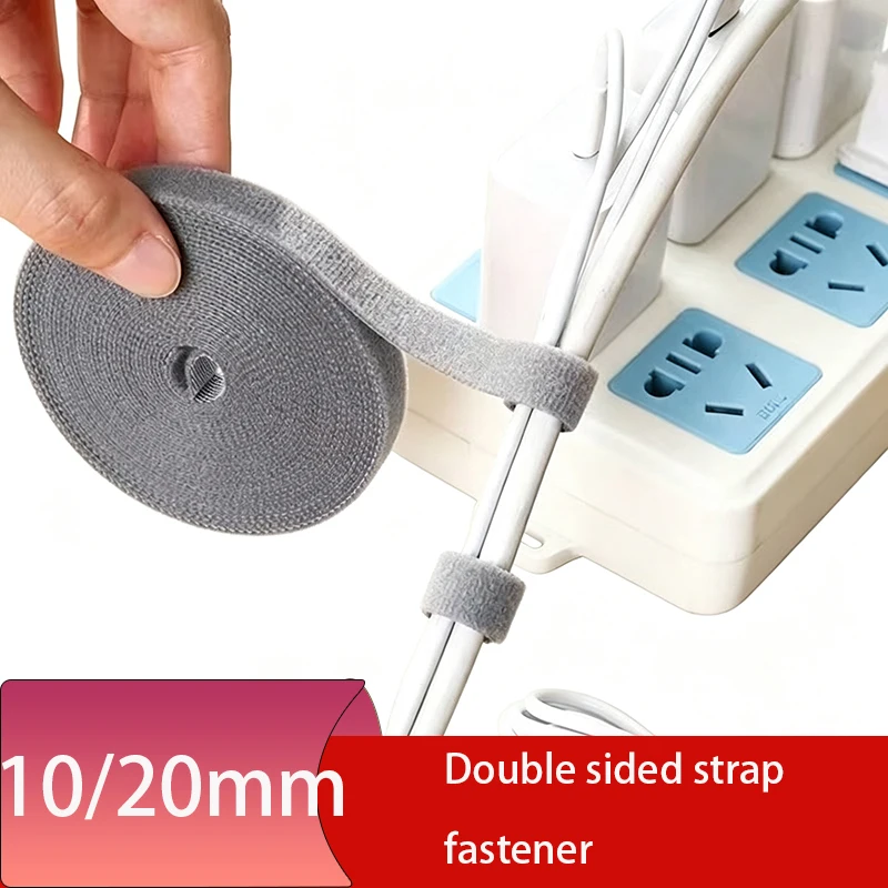 5Meter/Roll Reusable Cable Tie Width 10 / 20 mm Hook Loop Bundle DIY Accessories Double-sided Straps Wire Management Fastener