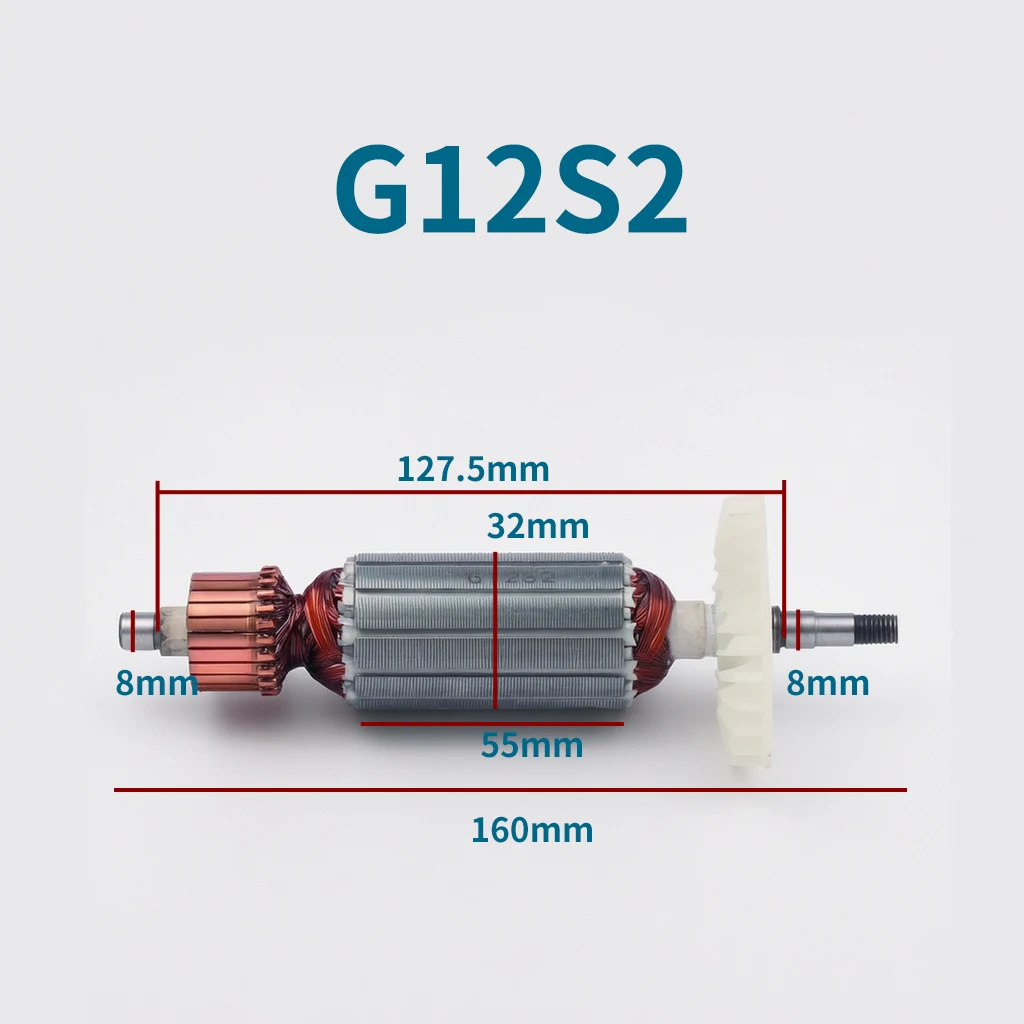 AC220-240v Pure Copper Armature Rotor Motor Anchor for Hitachi G12S2 Angle Grinder Replacement Parts