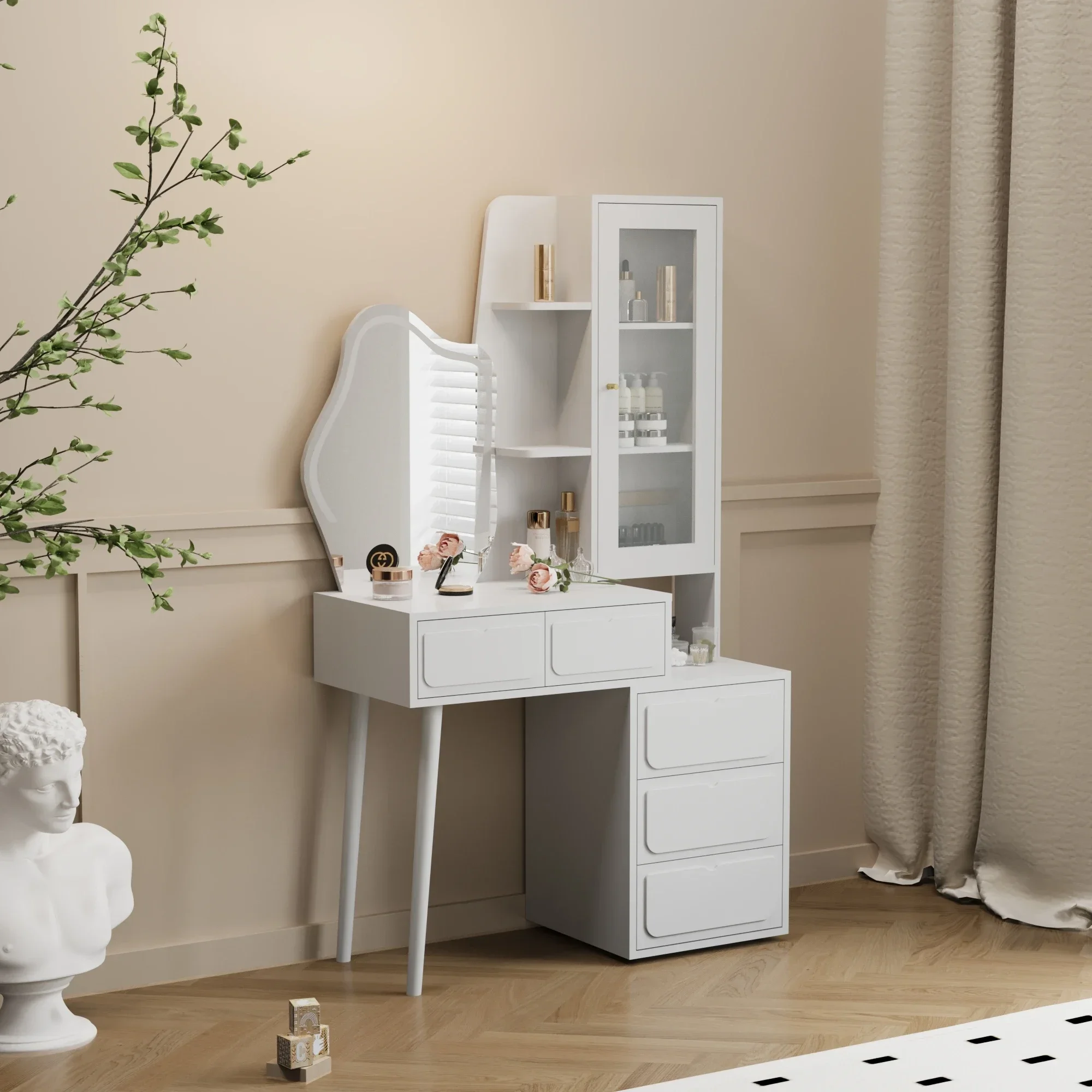 

-Makeup Vanity Dressing Table Dresser Desk With Drawer Chair Set Wooden Dressing Table For Bedroom