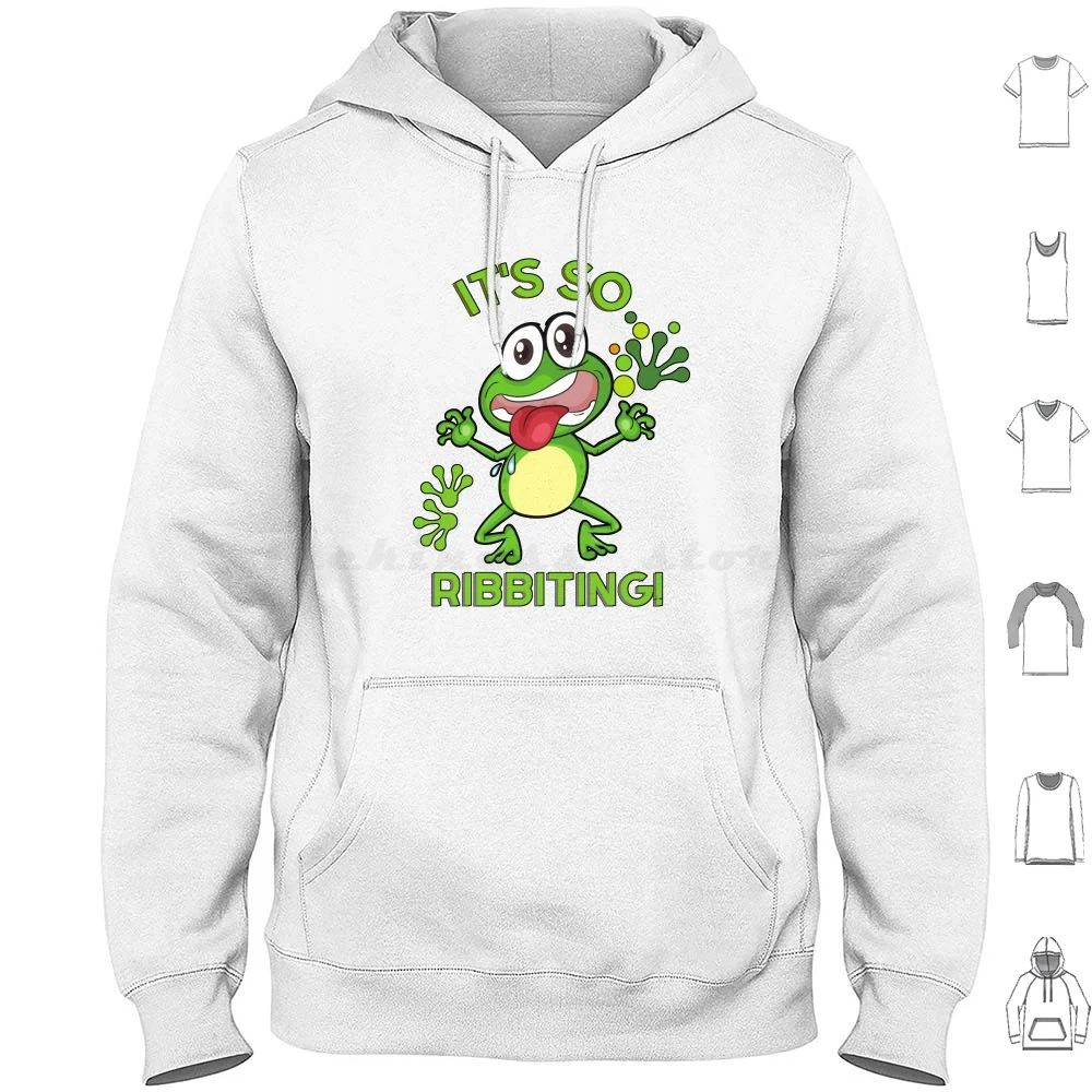 Its So Ribbiting Funny Frog Hoodie cotton Long Sleeve Frog Hug Me Frog Day Adorable Amphibians Animal Animals Cartoon Cartoons