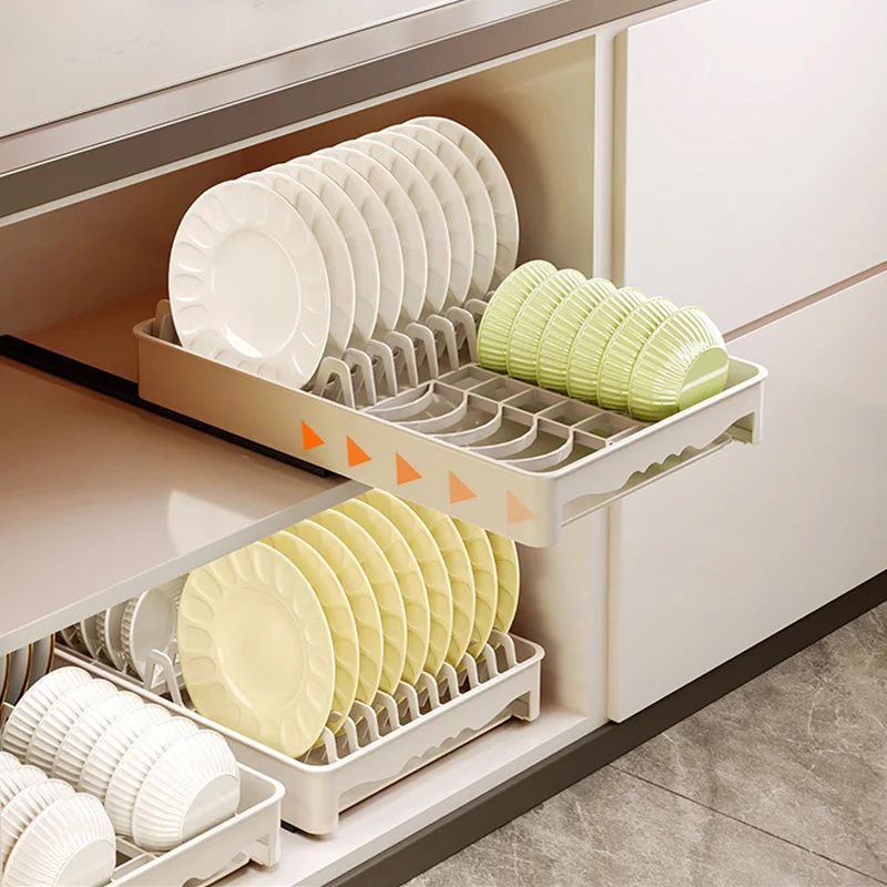 

1 шт., стеллаж для хранения тарелок для кухонной чаши, выдвижной тип, сливной дождь для посуды, шкаф с направляющей, полка большой емкости, кухонный органайзер