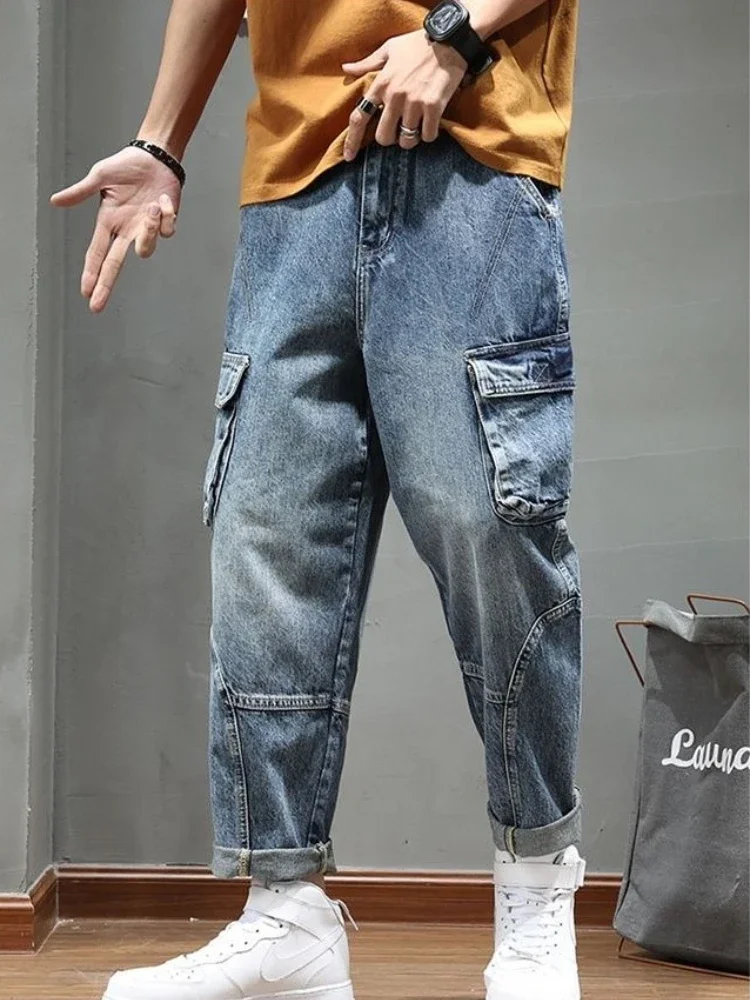 

Oversize Man Cowboy Pants Plus Big Size Trousers Grunge Y2k Soft Korean Style Casual Harajuku 2025 Autumn Stacked Jeans for Men