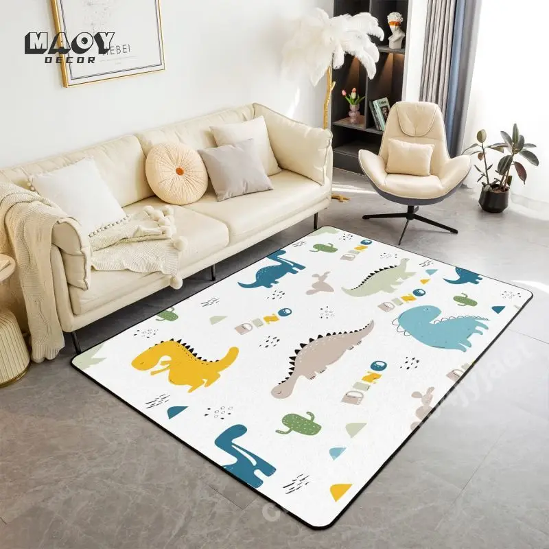 Cartoon Dinosaur Carpet Animals Floor Rug for Kids Living Room Bedroom Sofa Doormat Decoration Non-slip Washable Large Size Mat