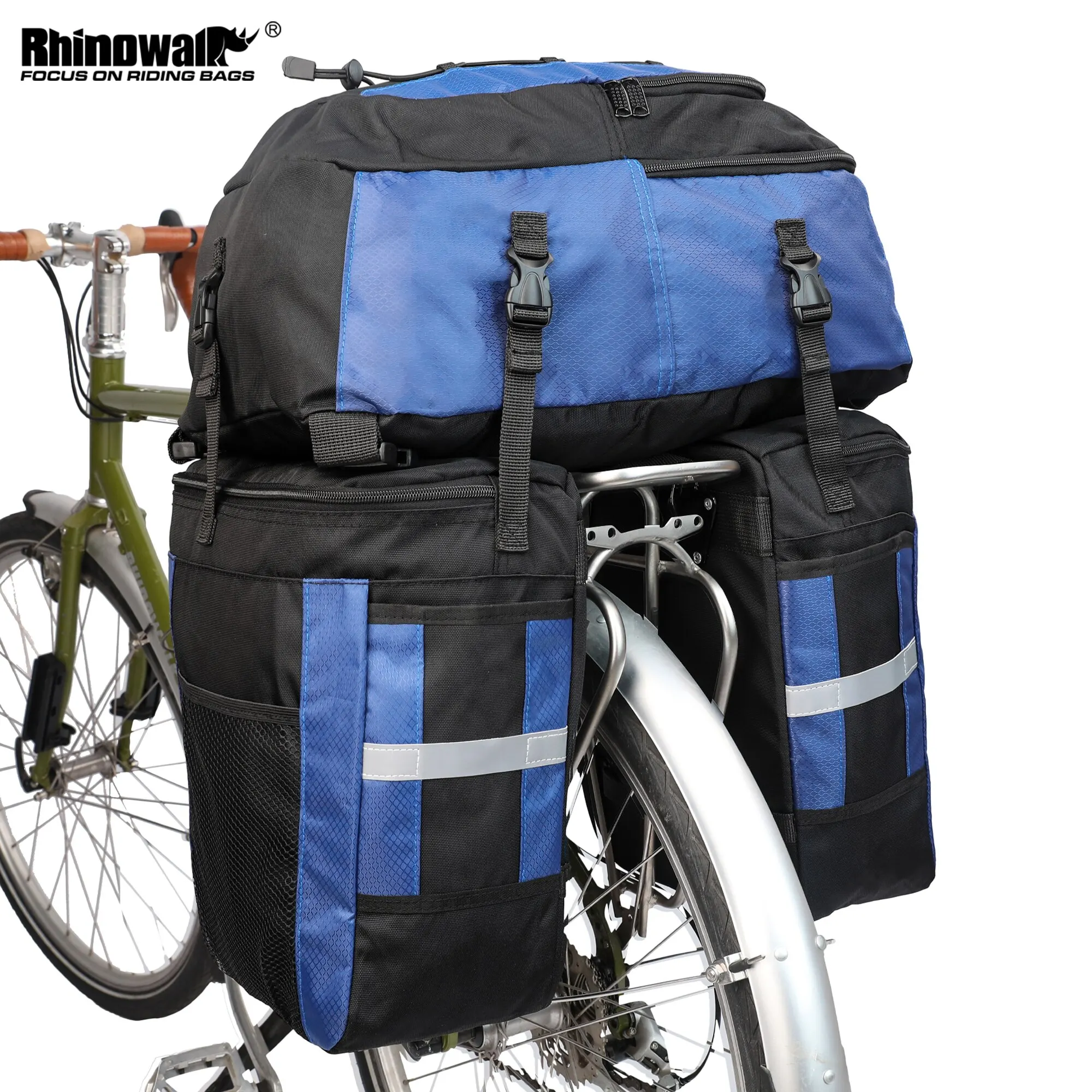 Rhinowalk Bike Pannier Bag 3 In 1 Waterproof Rear Seat Pack Large Capacity Luggage Saddle Bag Backpack Carrier With Rain Cover