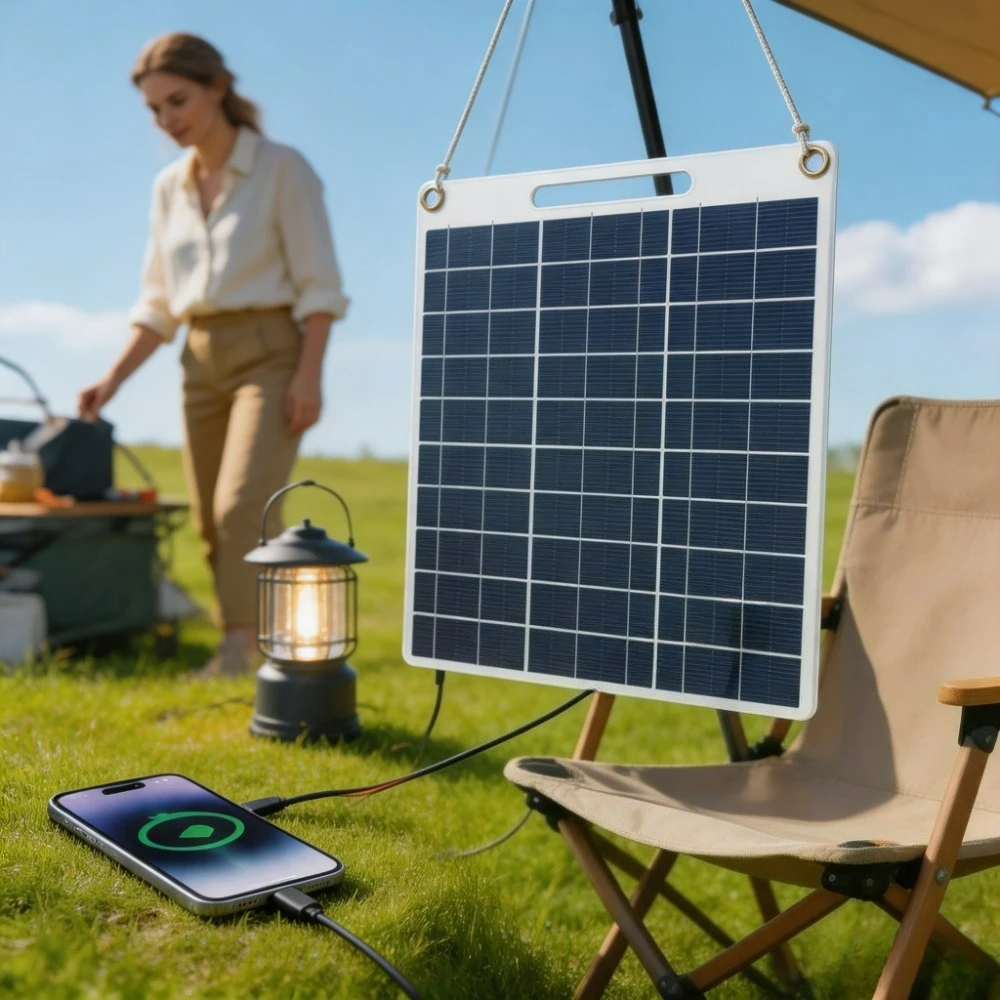 Solar Panel Portable Water Resistant 15W 20W Charger 5V Dual USB Fast Charger Outdoor Emergency Power for Camping Hiking RV Off