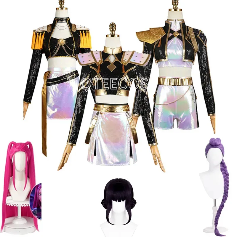 Q156New هنتركس رومي ميرا زوي تأثيري الاطفال الكبار النساء K-pop شيطان الصيادين زي كوريا المعبود الأسود الذهبي الدعاوى هالوين خارج #2