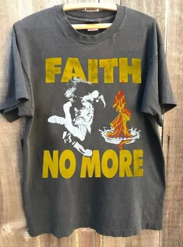 

Летняя мужская футболка из чистого хлопка в стиле ретро Faith No More, повседневная, стильная, свободная и дышащая, подходит для повседневной носки