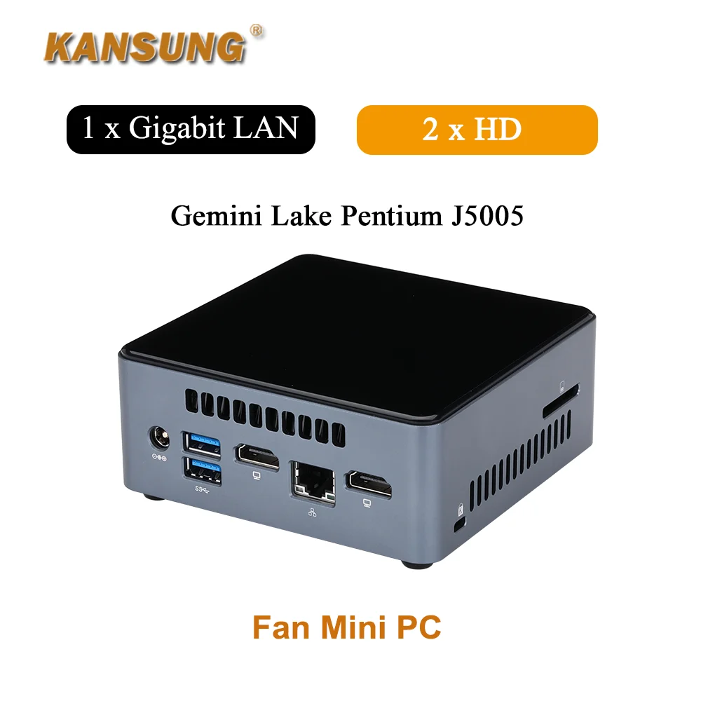 Pentium-Mini PC J5005, Gemini Lake,クアッドコア,デュアルddr4 RAMスロット,デュアルhd,x86,シングルボードシンクライアント