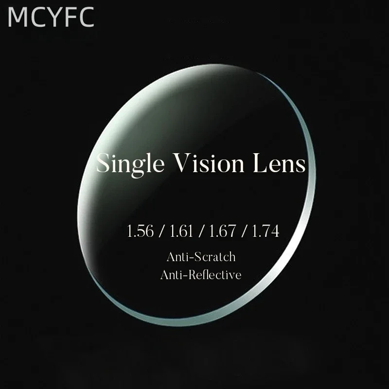 MCYFC TendaGlasses 1.56 1.61 1.67 1.74 Single Vision Super Thin Lenses Anti Reflective Prescription Lens for Optical Eyeglasses