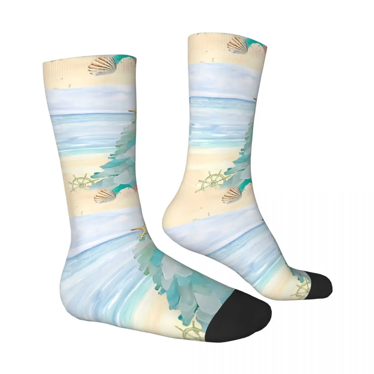 Coastal Seaglass Christmas Day Socks Male Mens Women Winter Stockings Printed