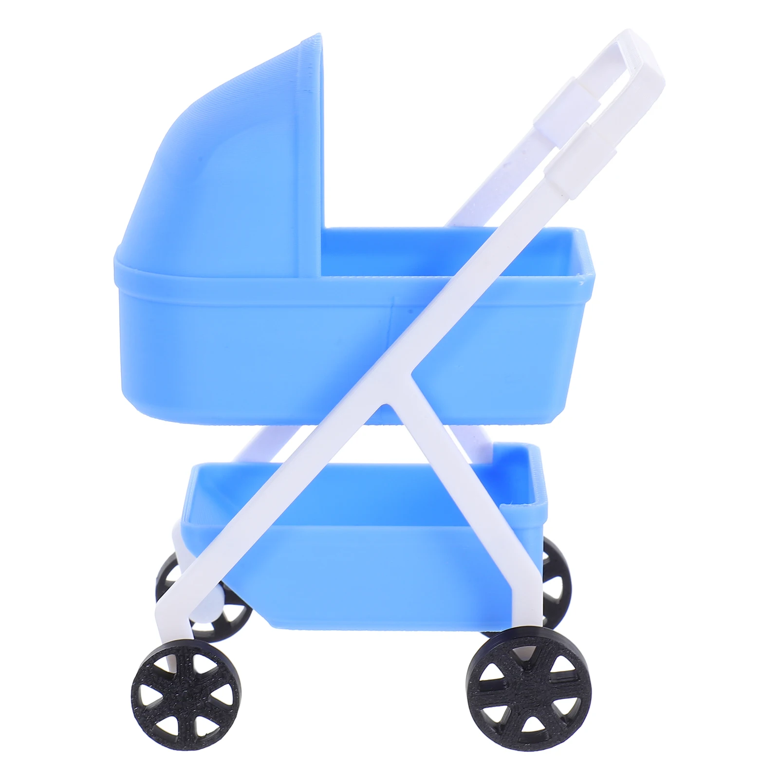 

Mini Cradle Car Baby Stroller for Toys House Decor Cartoon Nursery It Can Move
