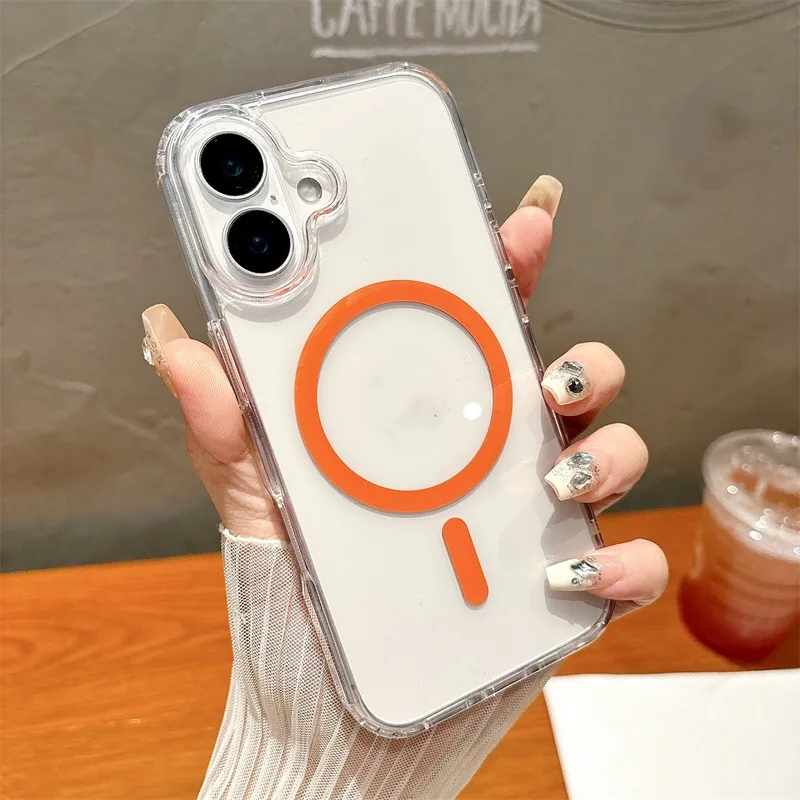 Magsafe 磁気耐衝撃クリアケース iphone 16 プロマックス 15 プロ 14 プラス 13 12 11 ワイヤレス充電カバーケース