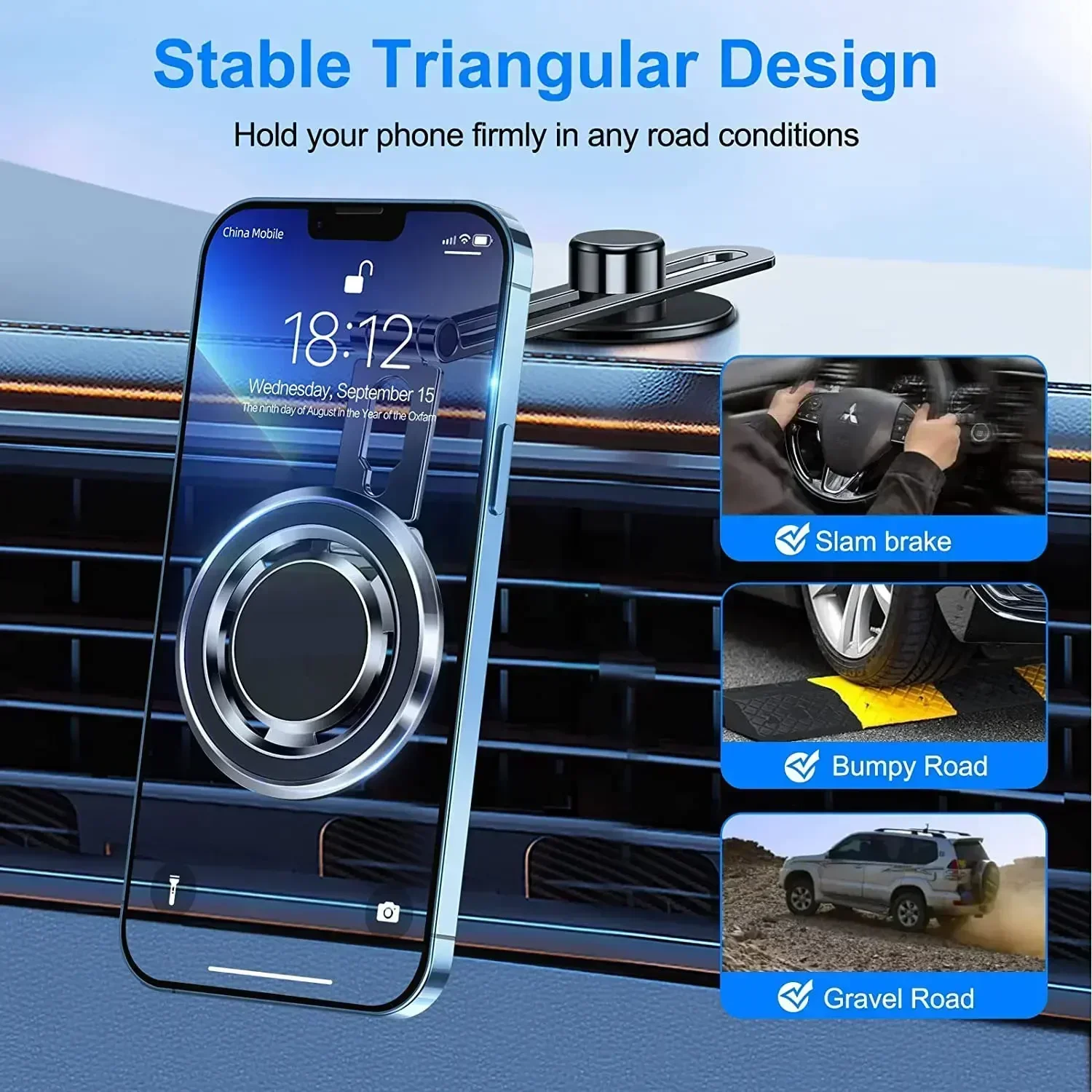 Magnetic Phone Mount Compatible with MagSafe - Folding Sliding Design Phone Car Mount for Tesla Motors for All Phones