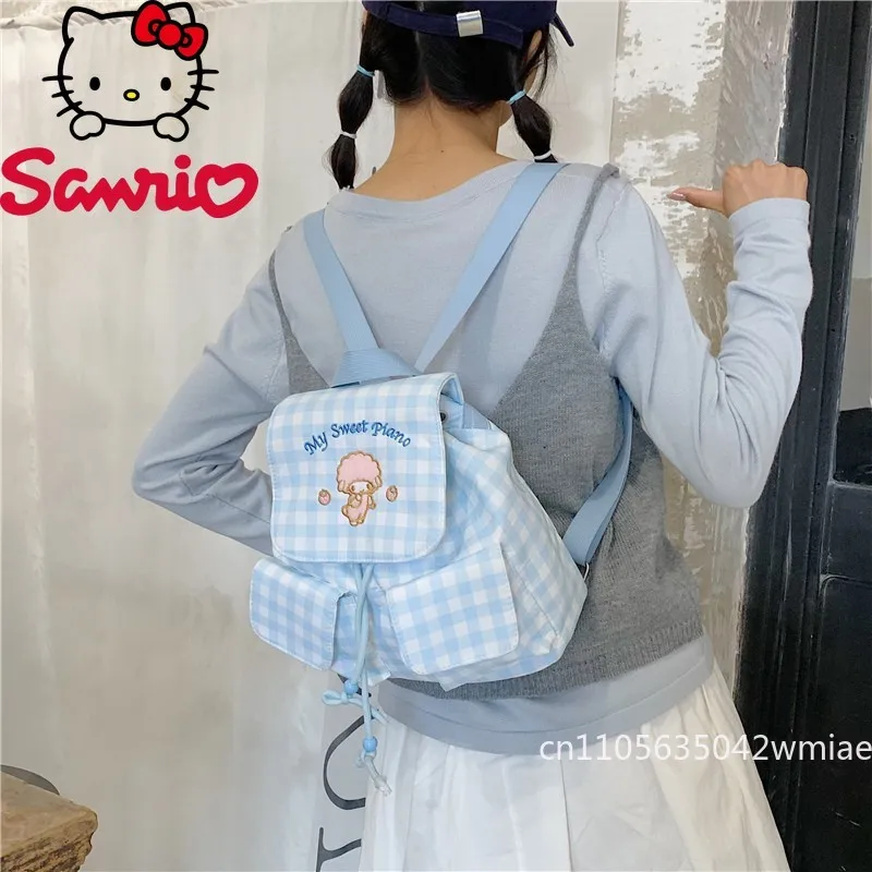 Hellokitty 2025 New Women's Backpack Fashion High Quality Women's Drawstring Backpack Cartoon Versatile Girls' Travel Backpack