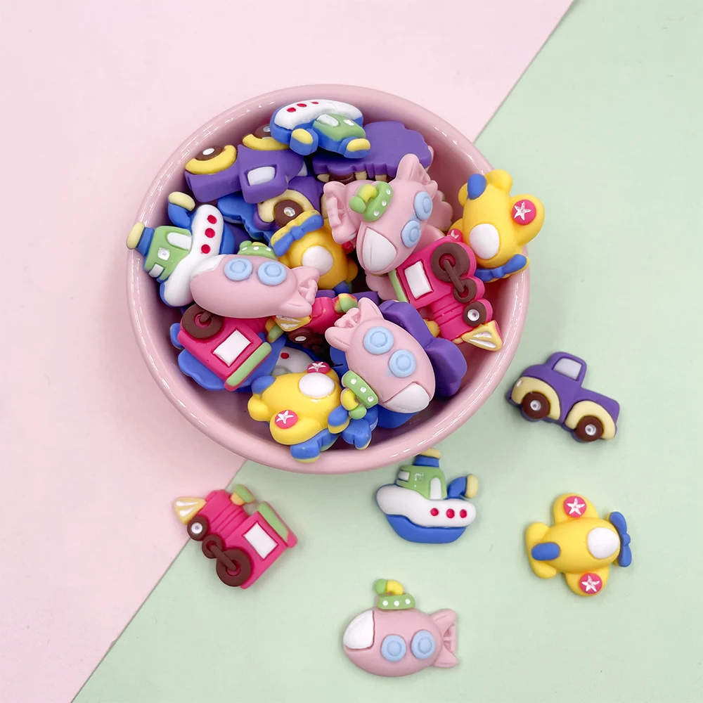 10Pcs Kawaii Mini Transportation Car Airplane Flatback Resin Cabochon Scrapbooking Hair Bows Center Accessories DIY Phone Decor