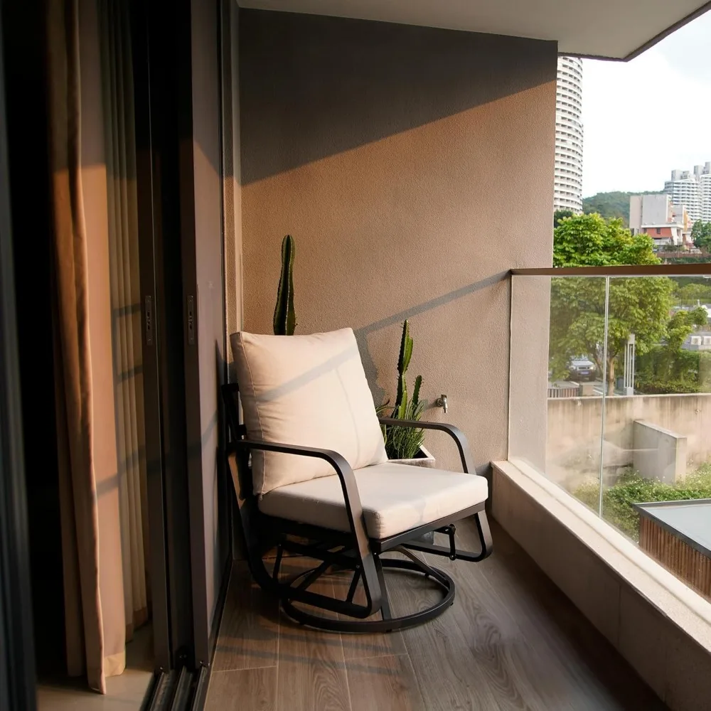 

Chairs Swivel Rocker Set: 1Set Aluminum Alloy Ensemble with 360° Swivel Rocking Chairs, Rust-Resistant Frame Cushions -Per