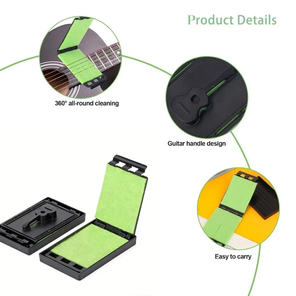 2Pcs Efficient Bass Strings Scrubber Green Protect Guitar String Cleaner Brush Deep Cleaning Ergonomic Guitar Fretboard Rub
