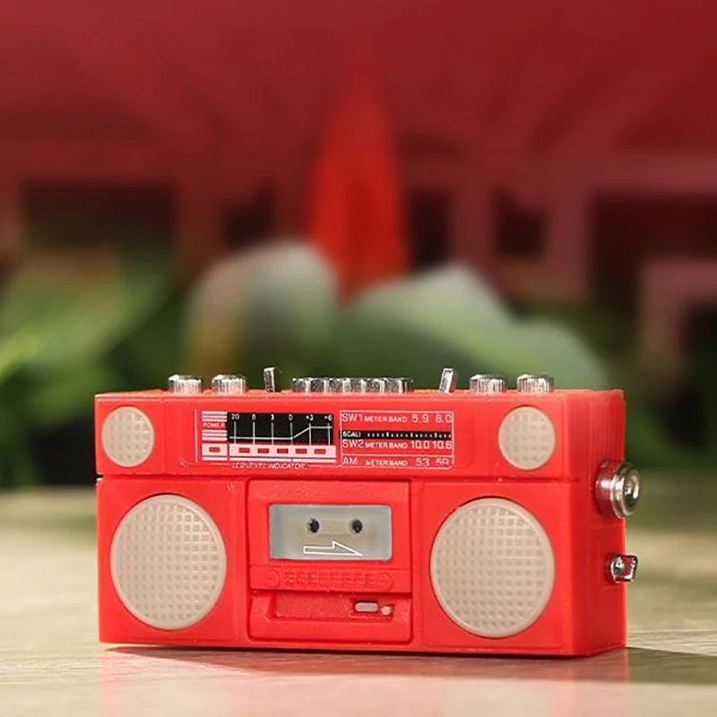XM New 1PC ABS Mini nostalgic radio recorder model toy decorations DollHouse Mini ornaments