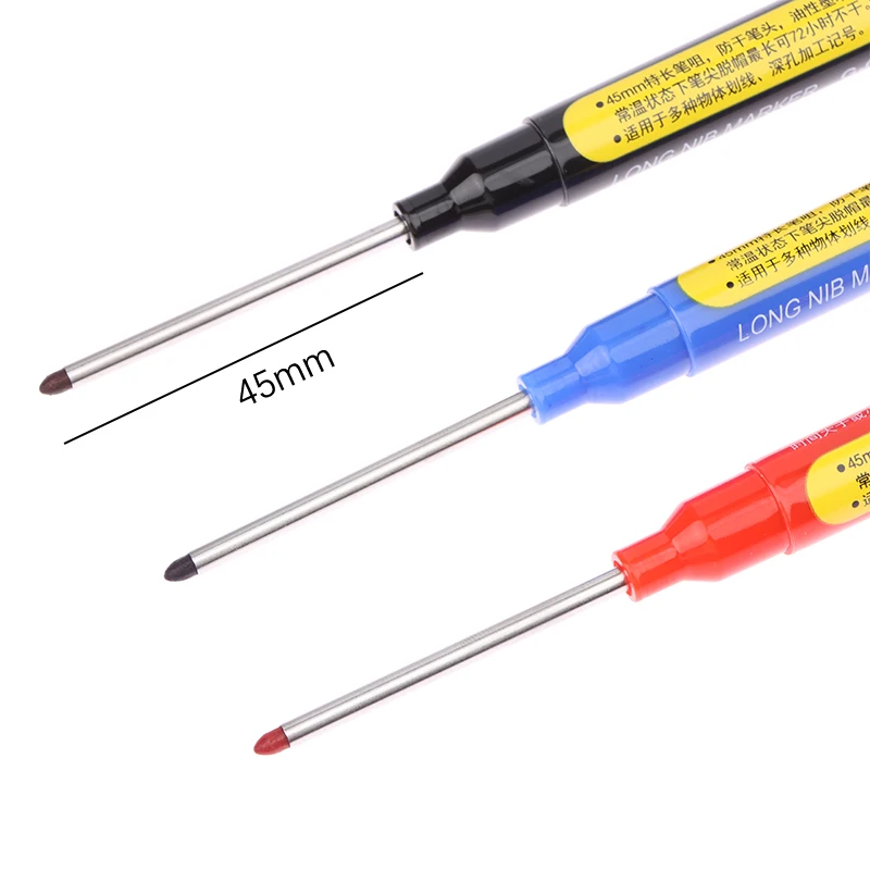 Marqueurs à tête longue pour trou profond de 45mm, stylo marqueur coloré multifonctionnel pour menuiserie mécanique