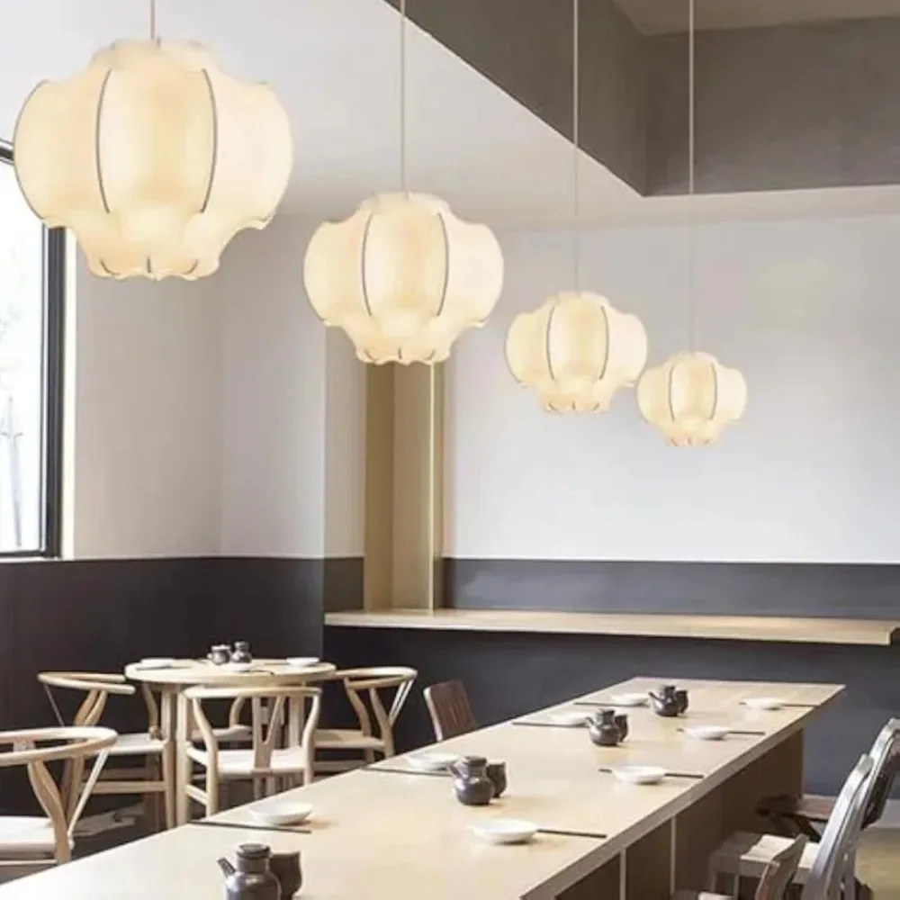 

Japandi Silk Chandelier Living Room Pendant Light Modern Ceiling Hanging Light Indoor Dining Room Chandeliers Lighting Fixtures
