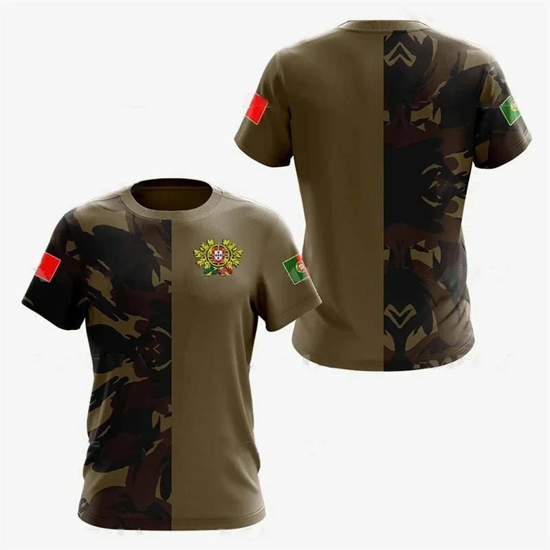 3D Portugal Flag Printing T Shirt Portugal Emblem Spiritual Totem Graphic Tshirts For Men Short Sleeve Cool Tee Shirt Streetwear