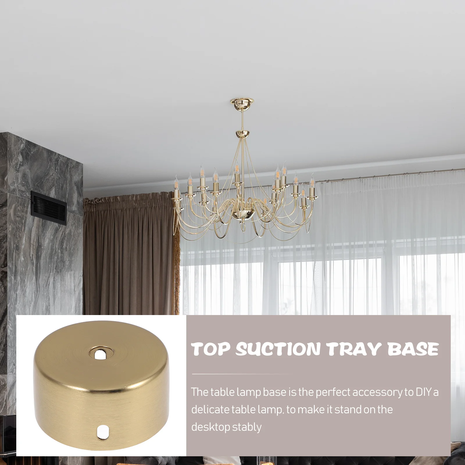 مجموعة واحدة من قاعدة طاولة حديدية مستديرة لاستبدال المعادن بنفسك، حامل إضاءة صلب مع فتحة سلكية، قاعدة مصابيح ليلية لدراسة غرفة النوم #1