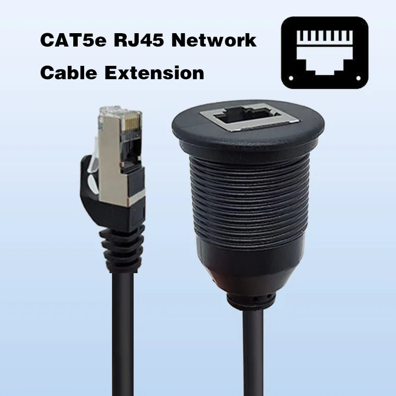 

Outdoor Waterproof Dustproof Network Cable Straight-through Extender Outdoor Network Cable CAT5e RJ45 Network Cable Extension 1m