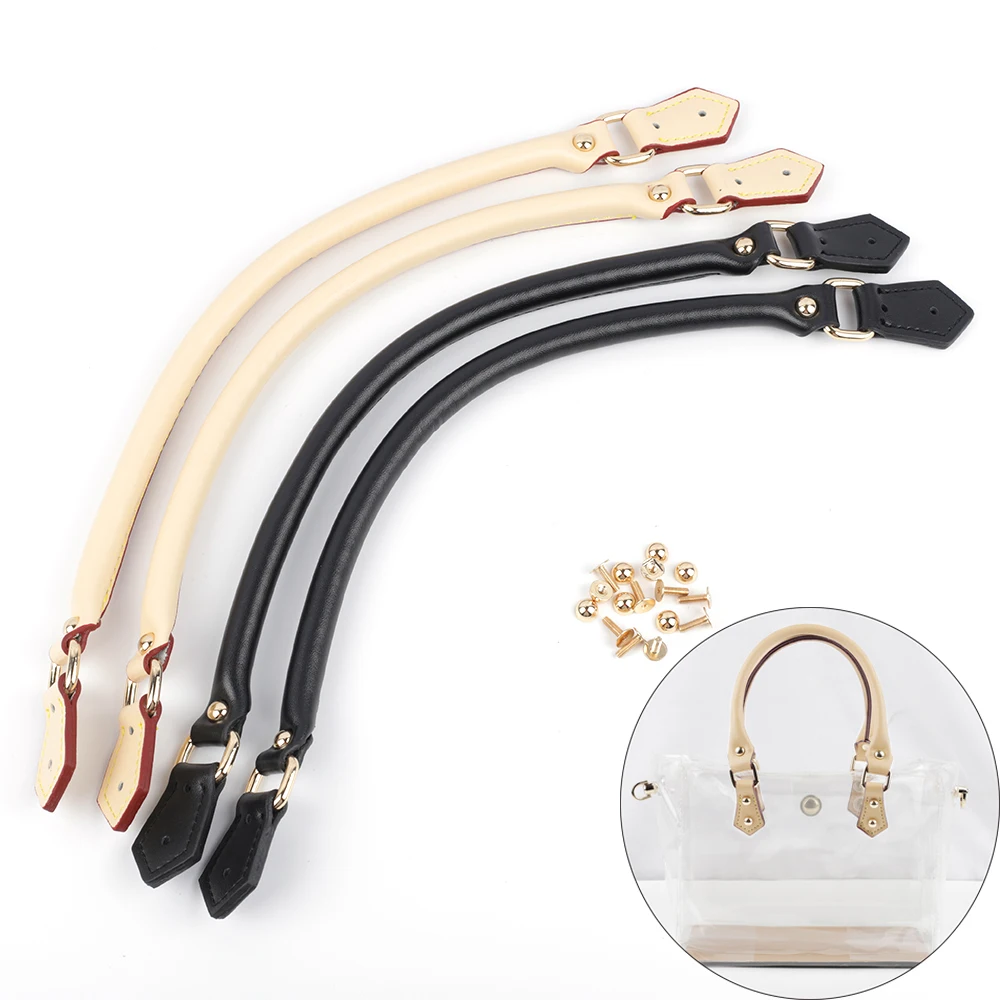 Genuine Leather Bag Strap for Handmade PVC Bag Set Accessories Leather Bag Handle with Rivet for Women Handbag Shoulder Bag