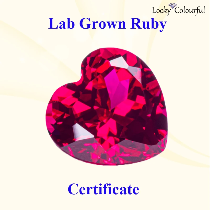 

Lab Grown Ruby Red Color Heart Shape Top Quality Charm Beads Selectable AGL Certificate for Diy Jewelry Making Pendant Earrings