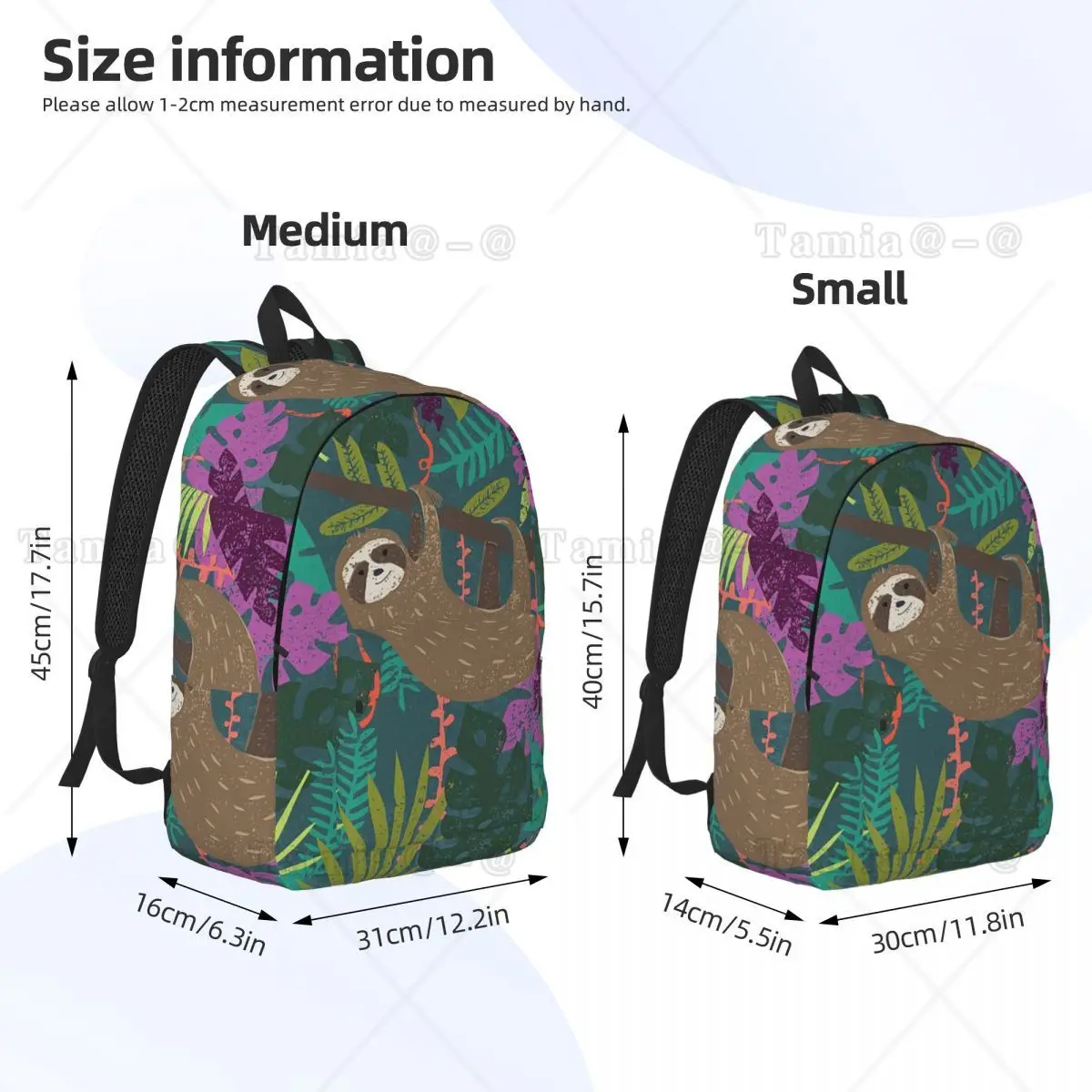 Take It Easy Sloth Jungle Print Backpack Daypack Large Capacity Children BookBag School Bag Shoulder Bags for Men Women