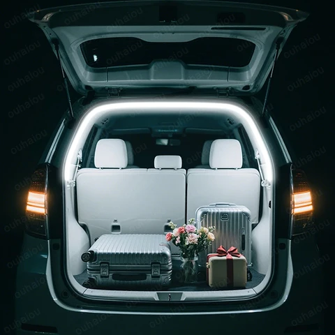 Для Toyota Wish 20 серии: Модифицированная подсветка багажника, атмосферные светильники, белый/теплый белый, светодиодная лента для заднего багажника