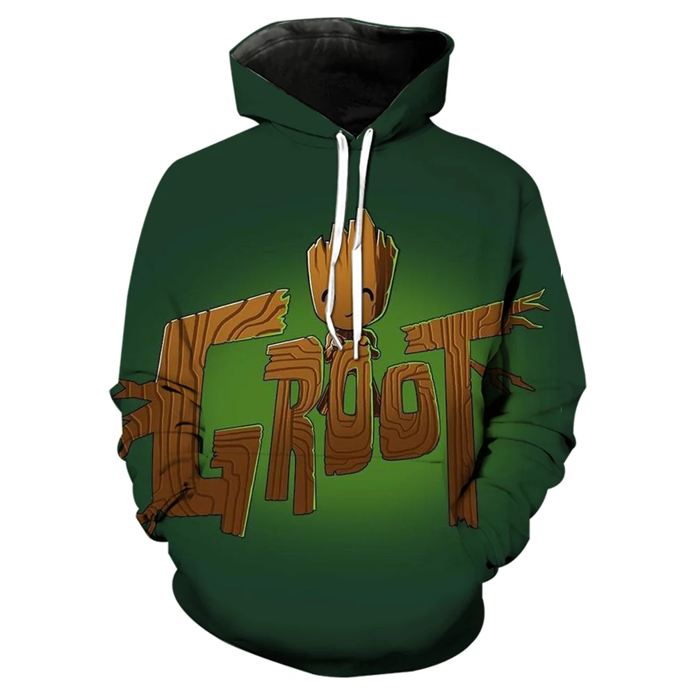 2024 New Marvel Movie Men's Hoodie 3D Printed Galaxy Guardians Groot Pattern Sweatshirt Fashion Street Casual Men's Pullover