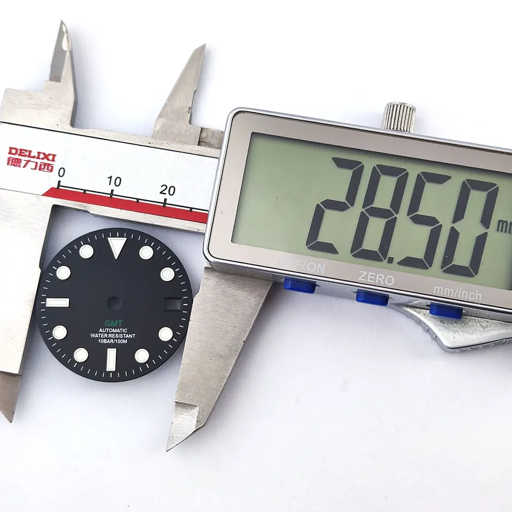 Cadran de montre NH34 GMT, cadran de 28.5mm, cadran noir, veilleuse verte, adapté au mouvement nh34 nh35, accessoires de montre