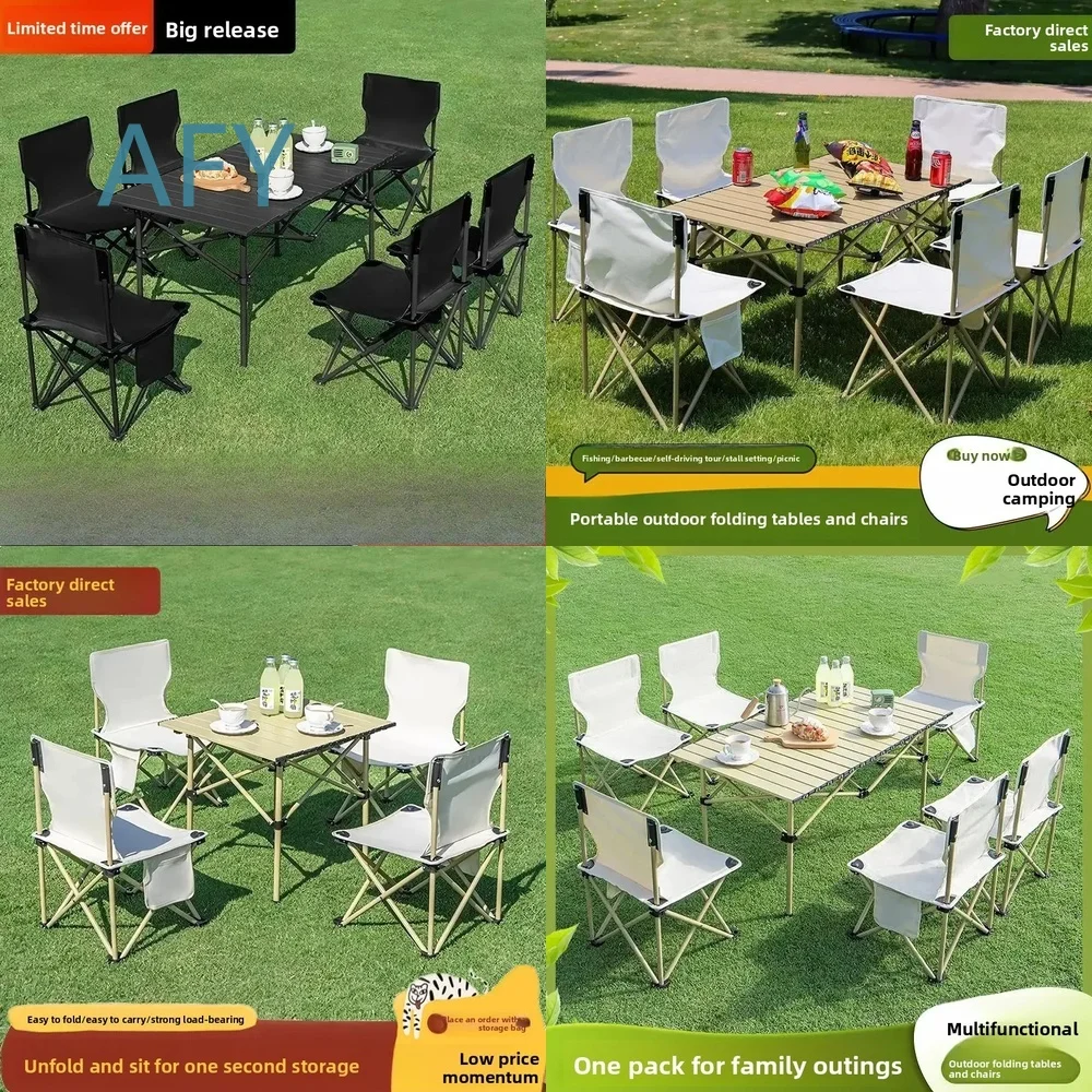 Portable Folding Outdoor Table and Chairs Set for Camping Picnic Egg Roll Stall Use Lightweight Compact Camping Equipment for