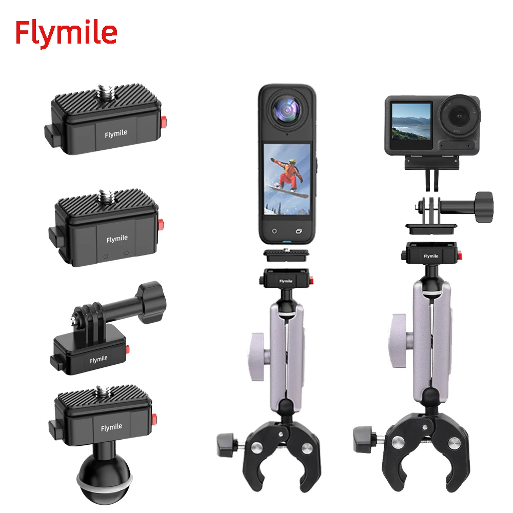 

Flymile Adapter For DJI Osmo 360/Action 5 pro/pocket 3/Insta360 X5 Camera Accessories With 1/4 Screw Hole Two-claw Mount Base