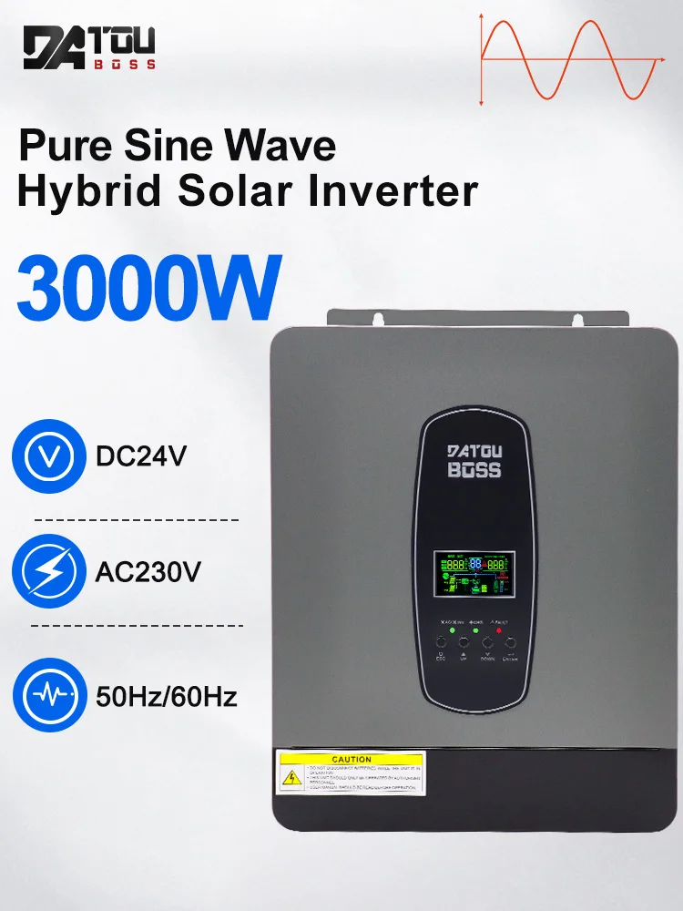 DATOUBOSS 3000 W reiner Sinus-Wechselrichter, 24 V bis 230 V, MPPT-Solarladeregler, integriert, für Zuhause, Wohnmobil, netzunabhängig