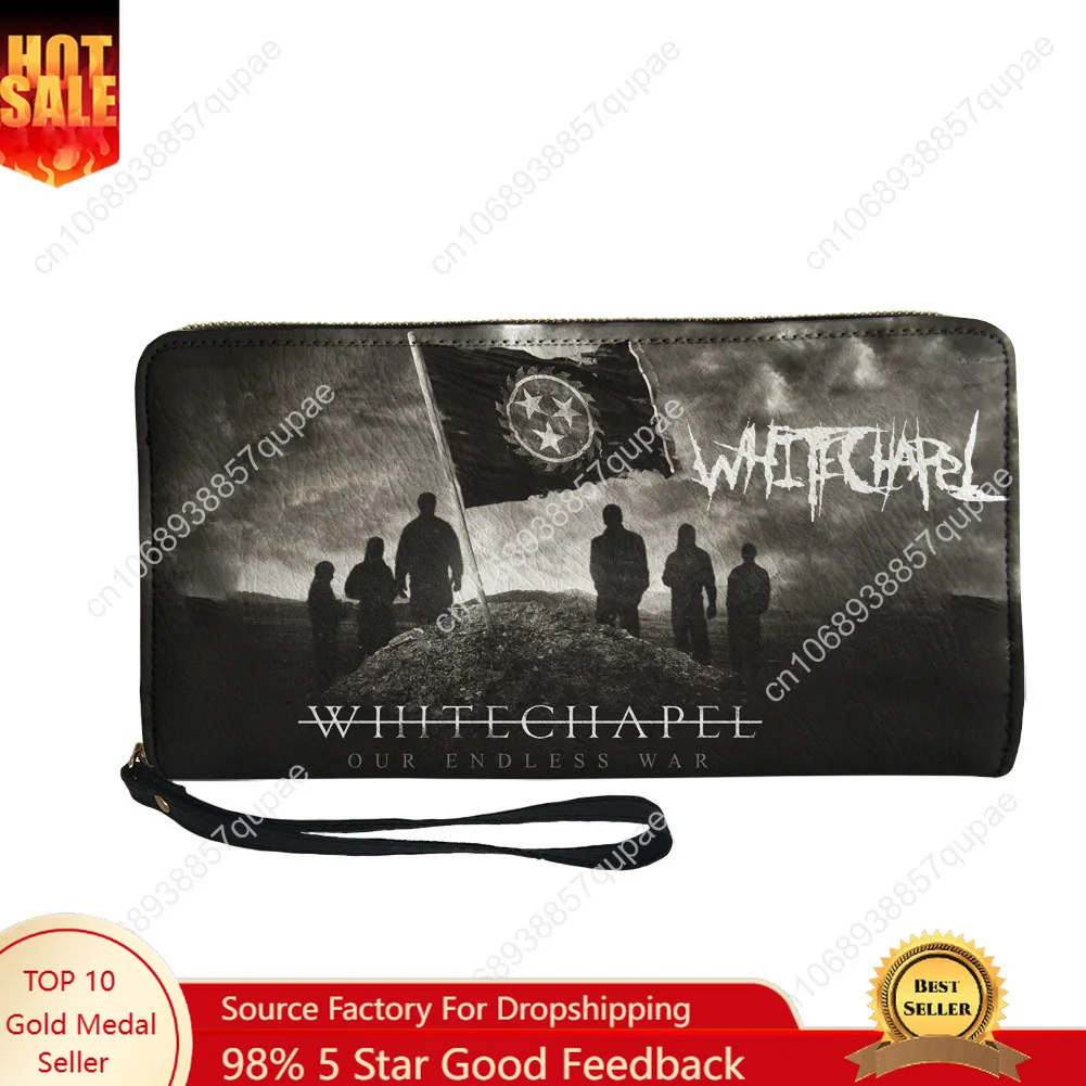 

Whitechapel Heavy Metal Band Custom Wallet Purse Mens Women Teenagers Zipper Long Wallets Double Print Portable Wallet Gift Bag