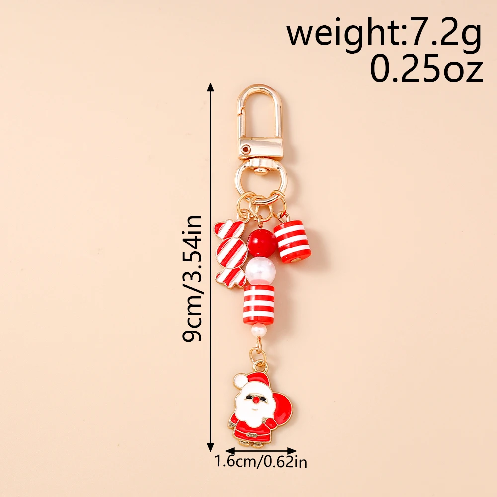 Aihua Niedlicher Y2K Weihnachts-Schlüsselanhänger mit Perlen, Weihnachtsbaum, Schneemann und Weihnachtsmann für Damen und Herren, Neujahrs-Schmuckgeschenke – Detail 23