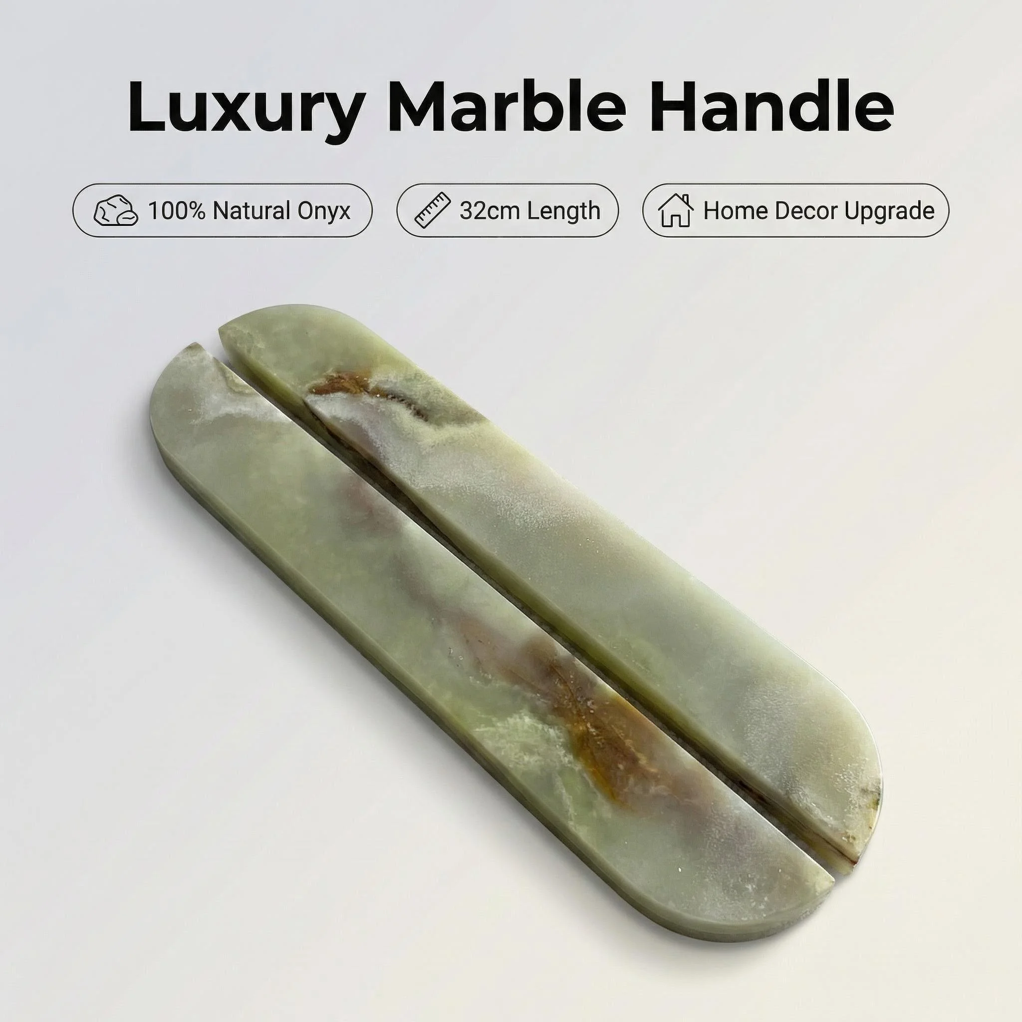 

Luxury Green Onyx Marble Cabinet Door Handle Wabi Sabi Style Vintage Green Onyx Stone Pull Home Decoration