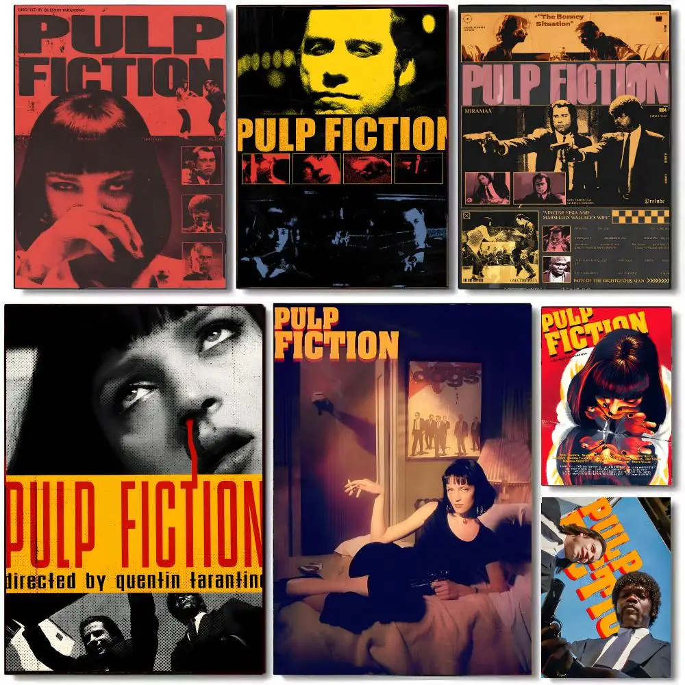 Classic Movie P-Pulp Fiction Poster High Quality Bedroom Living Room Aesthetic Wall Decoration Painting Stickers Gift