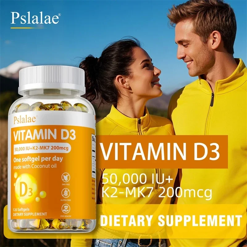 Vitamin D3+K2 Supplement To Support Joint, Bone and Immune Health Non-GMO Formula Easy-to-swallow Vitamin D & K Complex