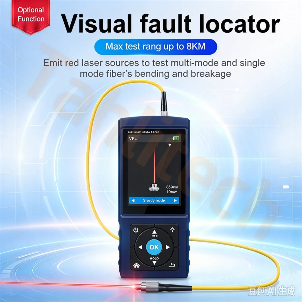 Multifunction RJ45 Network Cable Tester Support VFL Digital Multi-meter Network Tools,POE++ Detect,Cable Length,RJ45 TDR Test,